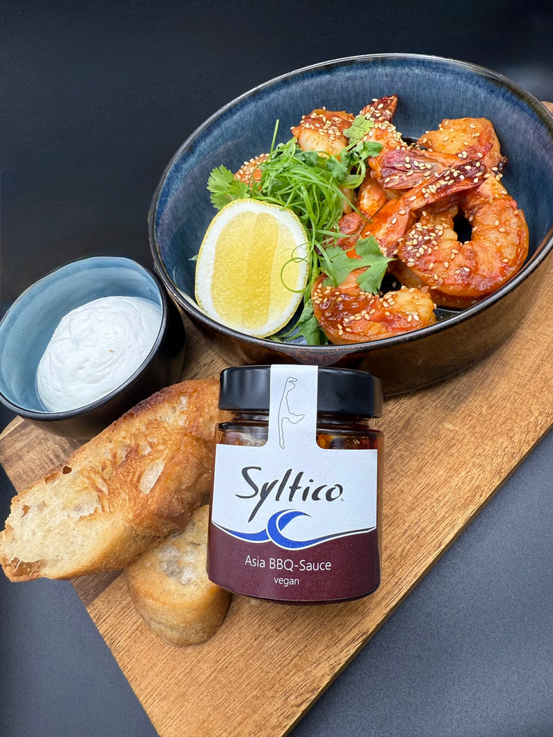 Asia BBQ Garnelen mit Aioli und geröstetem Baguette für 2 Personen